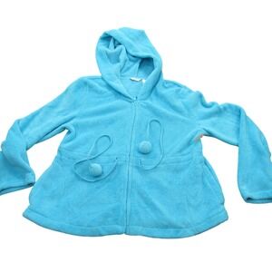 Adonna Womens Blue Fleece Zip Up Hoodie Robe Size‎ L